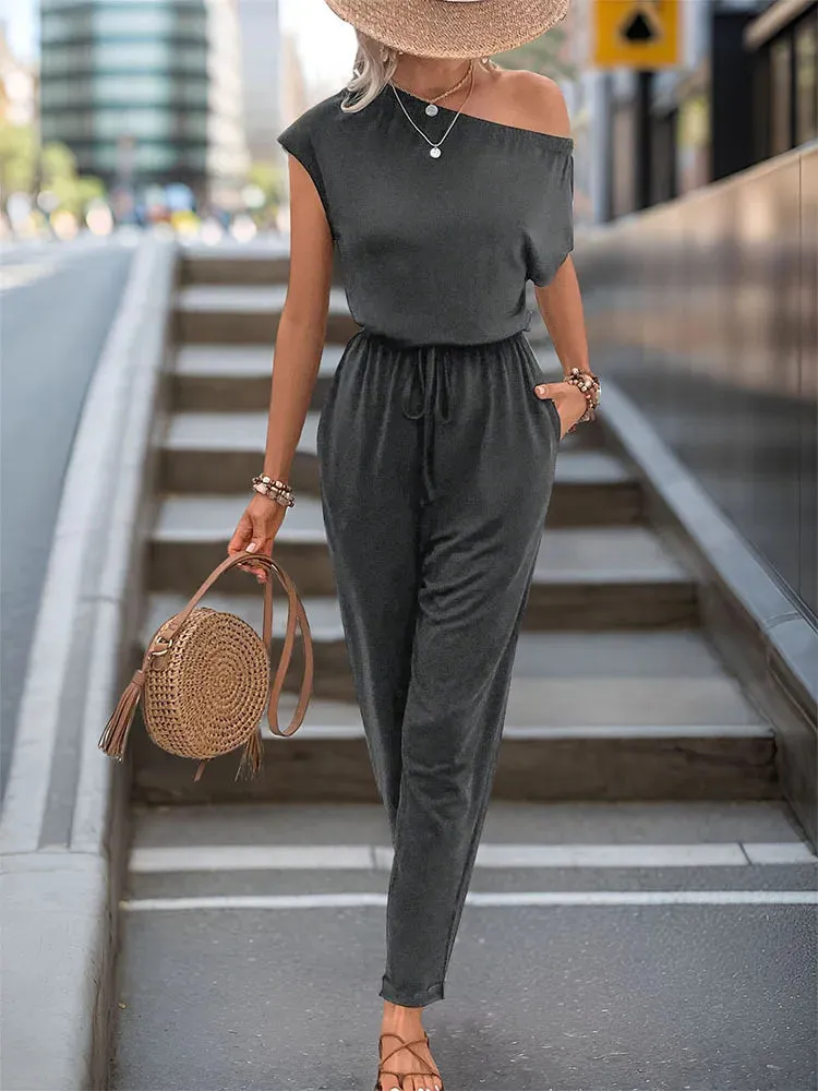 Perfee Single Shoulder Short Sleeve Jumpsuit sold by Gigi Laurent product image thumbnail 2