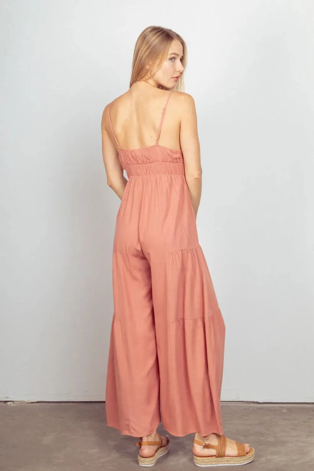 VERY J Sleeveless Ruched Wide Leg Jumpsuit sold by Gigi Laurent product image thumbnail 2