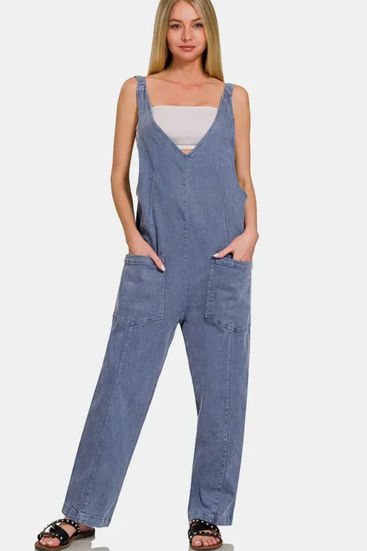 Zenana Pocketed Wide Strap Jumpsuit sold by Gigi Laurent