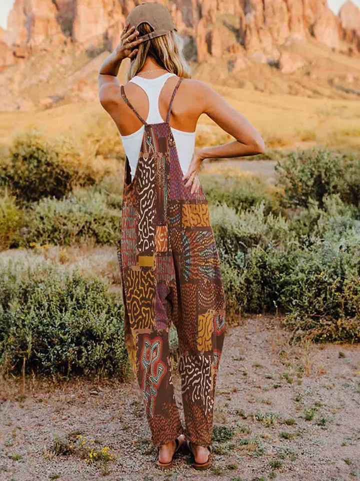 Double Take Full Size Printed V-Neck Sleeveless Jumpsuit sold by Gigi Laurent product image thumbnail 3