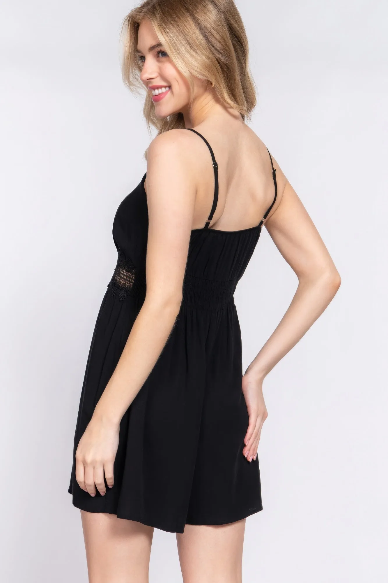 Wrap Cross Strap Woven Cami Romper sold by Gigi Laurent product image thumbnail 4