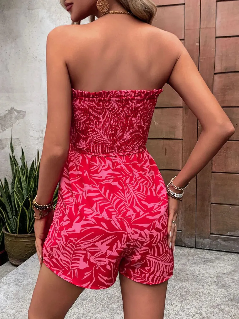 Perfee Smocked Printed Tube Romper with Pockets sold by Gigi Laurent product image thumbnail 2