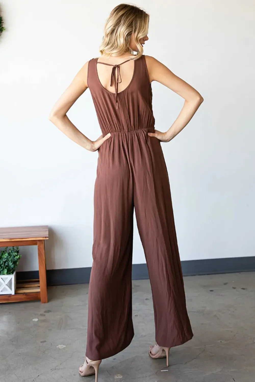 First Love Tie Back Sleeveless Slit Wide Leg Jumpsuit sold by Gigi Laurent product image thumbnail 3