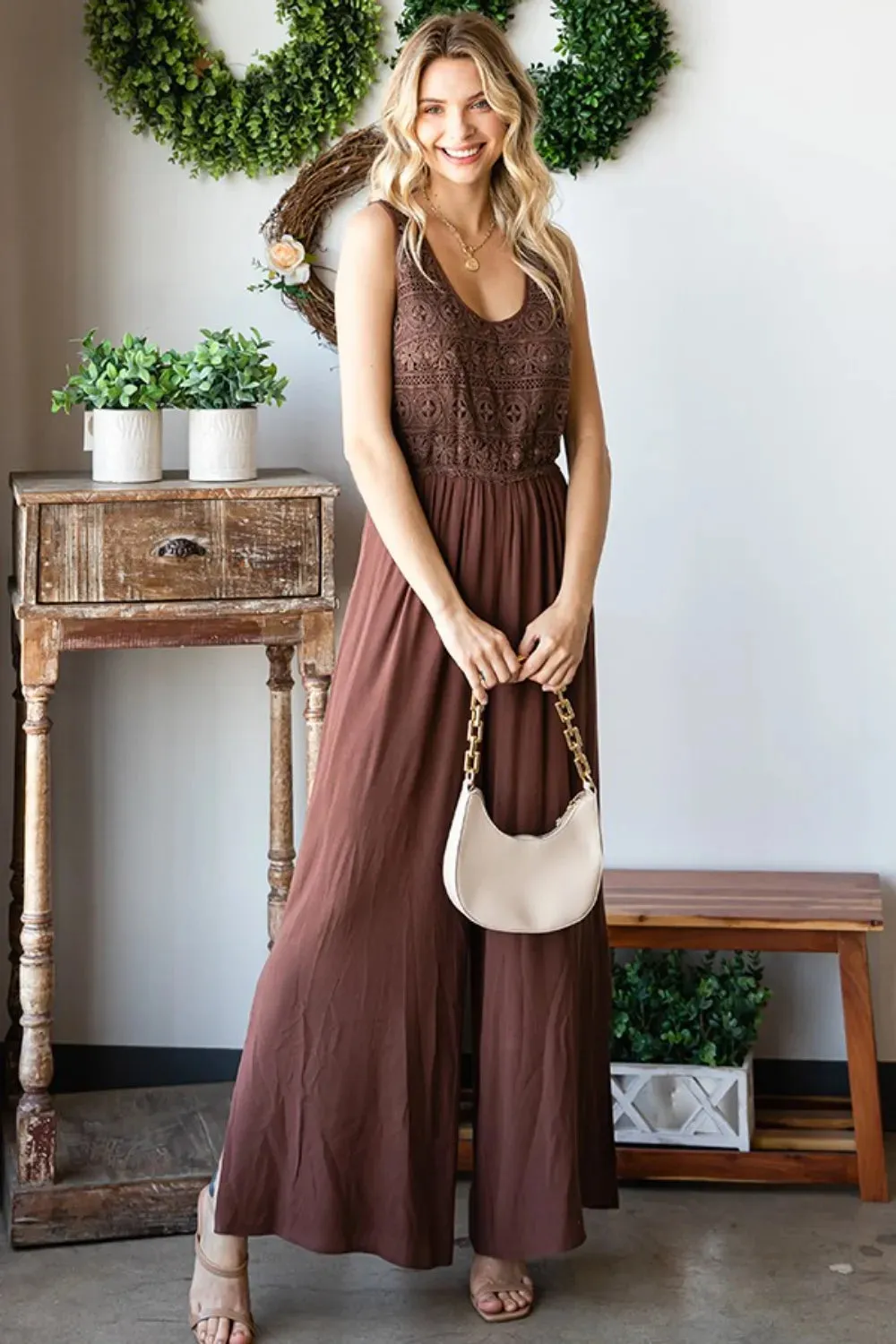 First Love Tie Back Sleeveless Slit Wide Leg Jumpsuit sold by Gigi Laurent product image thumbnail 4