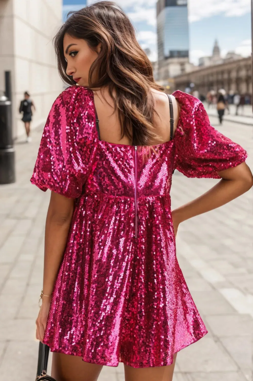 Sequin Square Neck Balloon Sleeve Romper sold by Gigi Laurent product image thumbnail 2