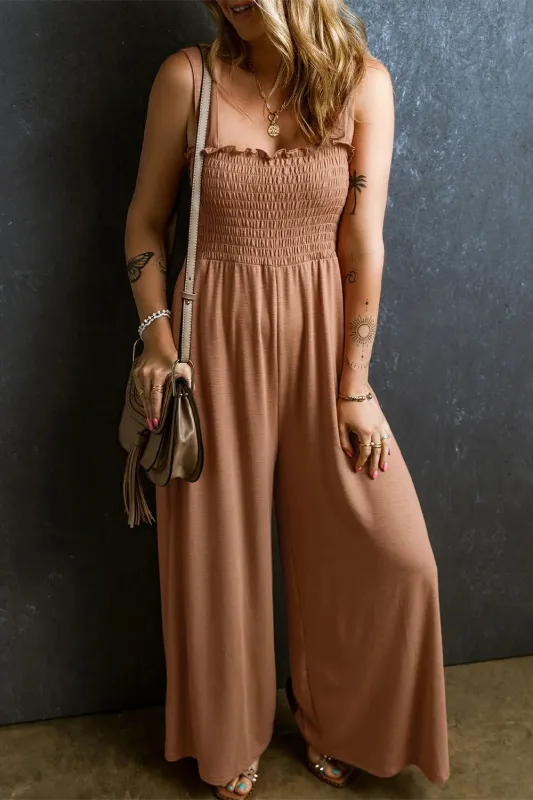 Frill Smocked Wide Leg Jumpsuit sold by Gigi Laurent