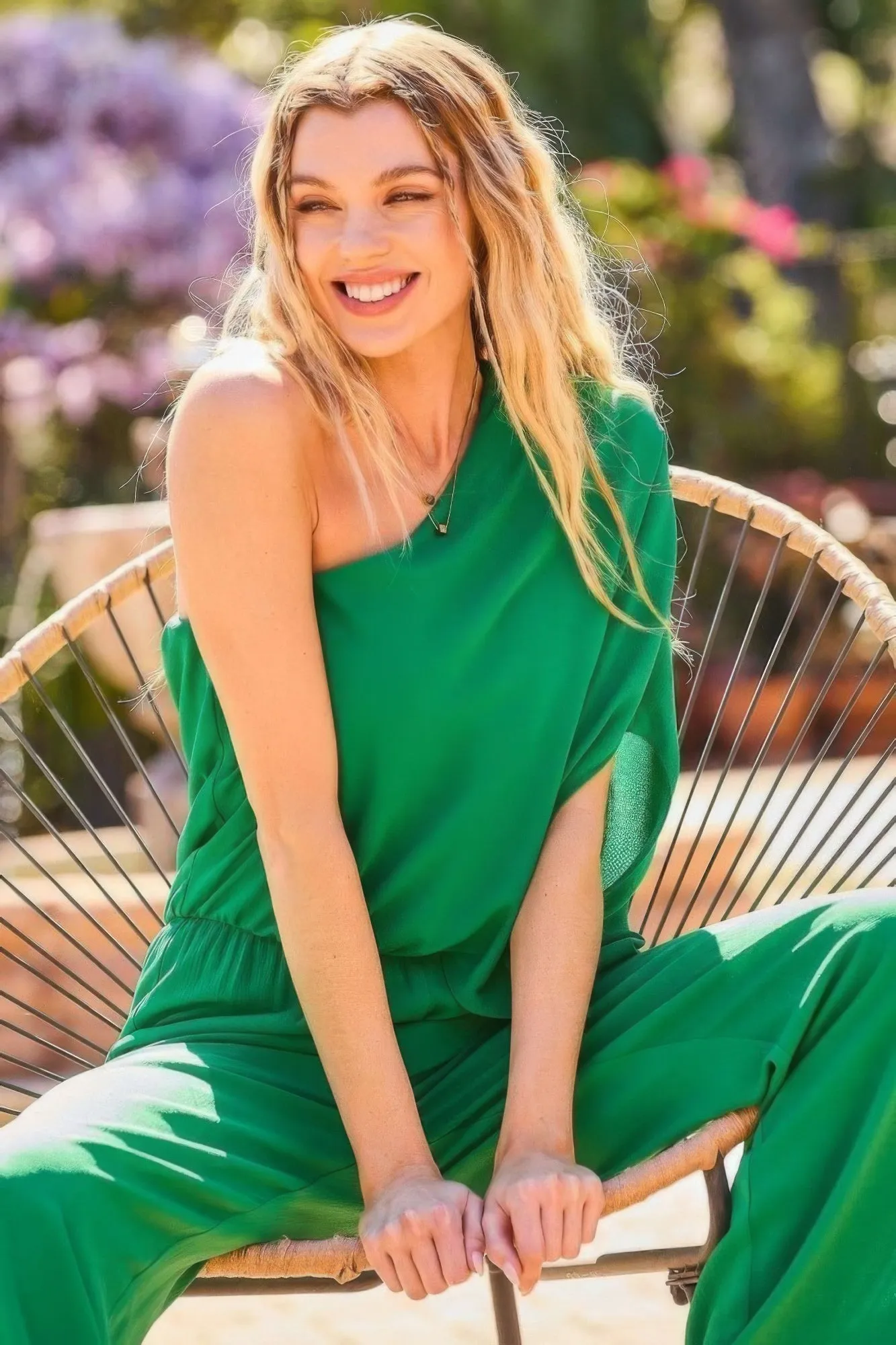 One Shoulder 3/4 Sleeve Unbalanced Waist Elastic Solid Pants Jumpsuit sold by Gigi Laurent product image thumbnail 2