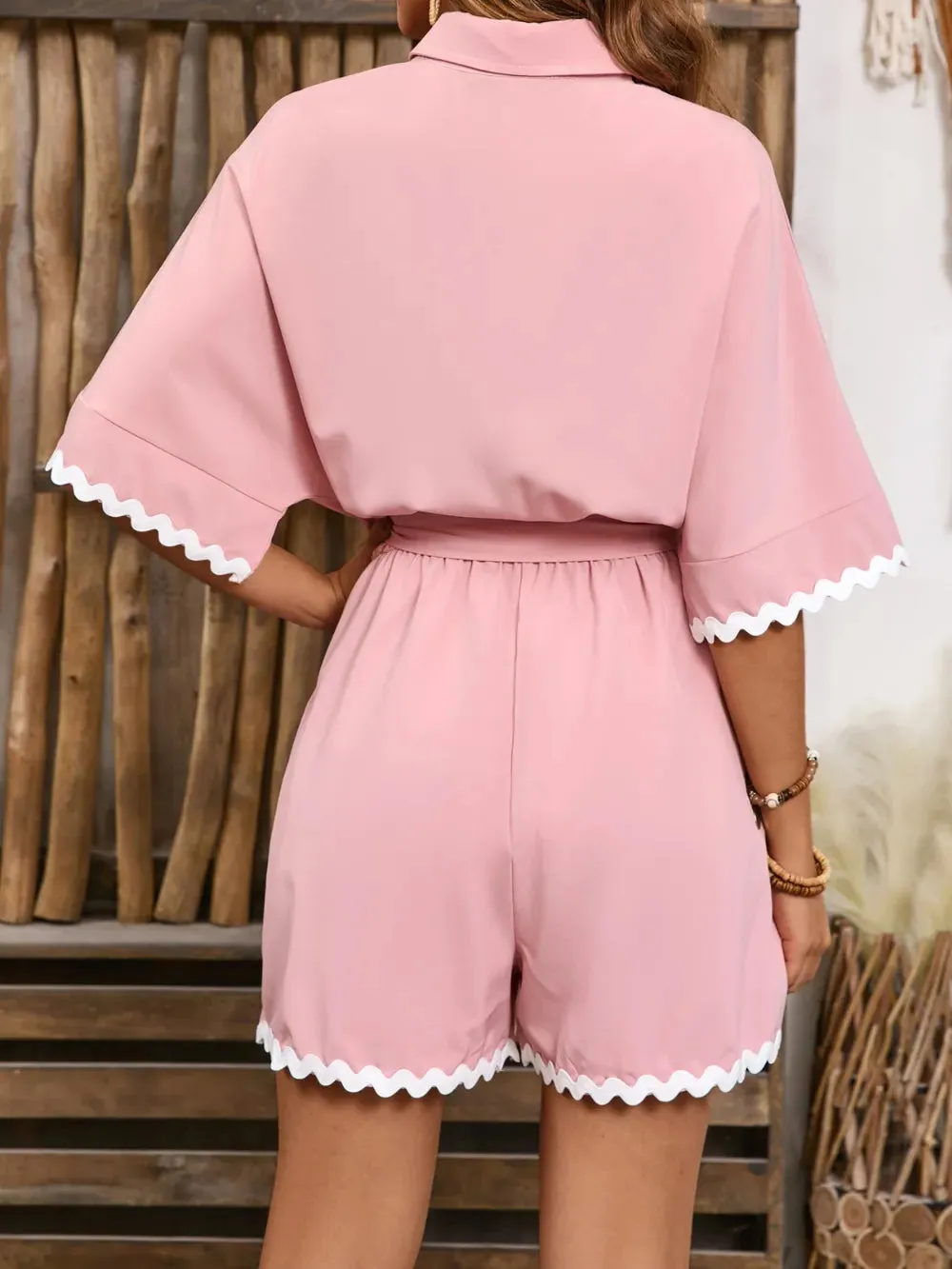 Contrast Trim Half Sleeve Romper sold by Gigi Laurent product image thumbnail 2