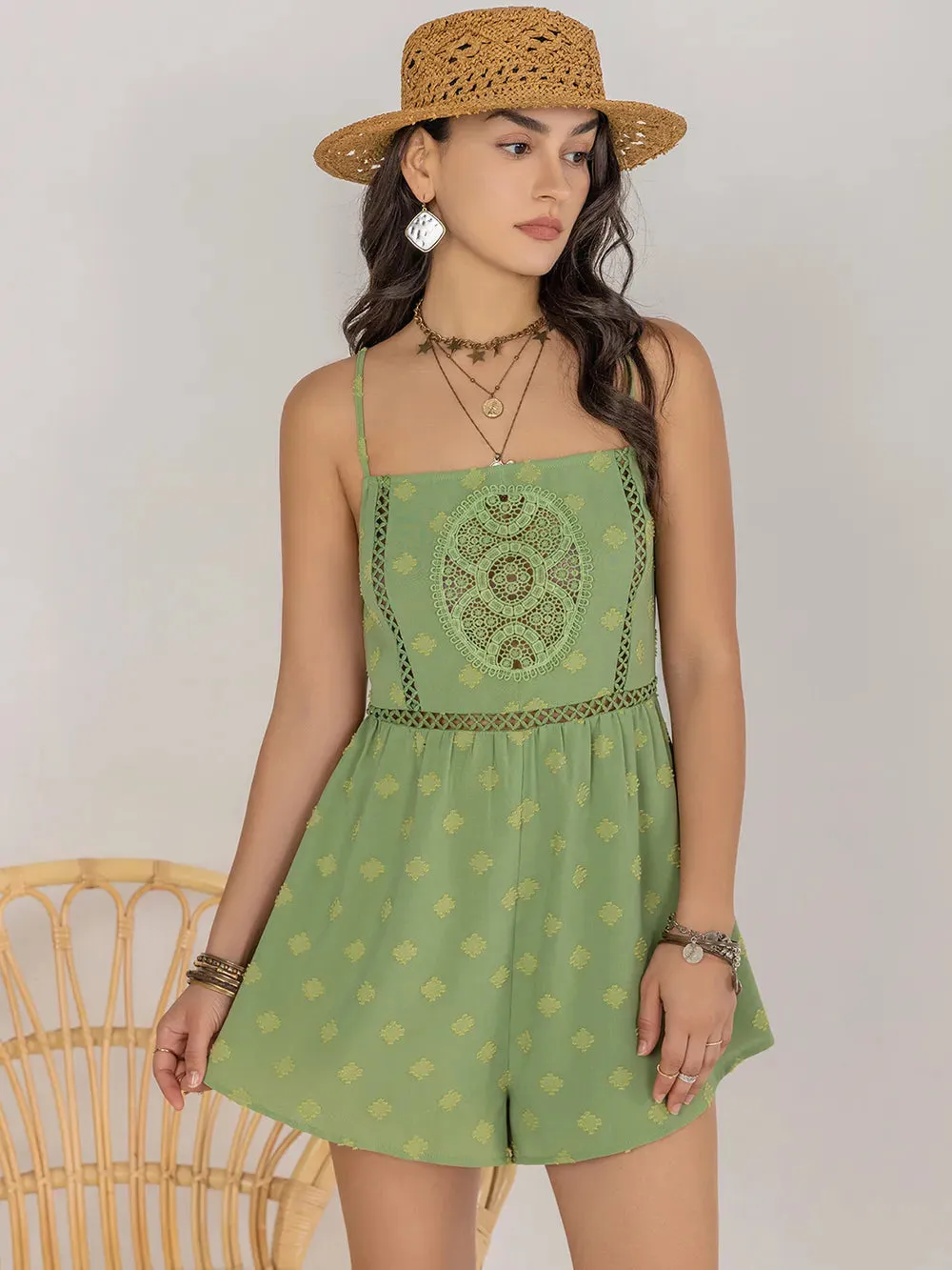 Square Neck Spaghetti Strap Romper sold by Gigi Laurent product image thumbnail 3