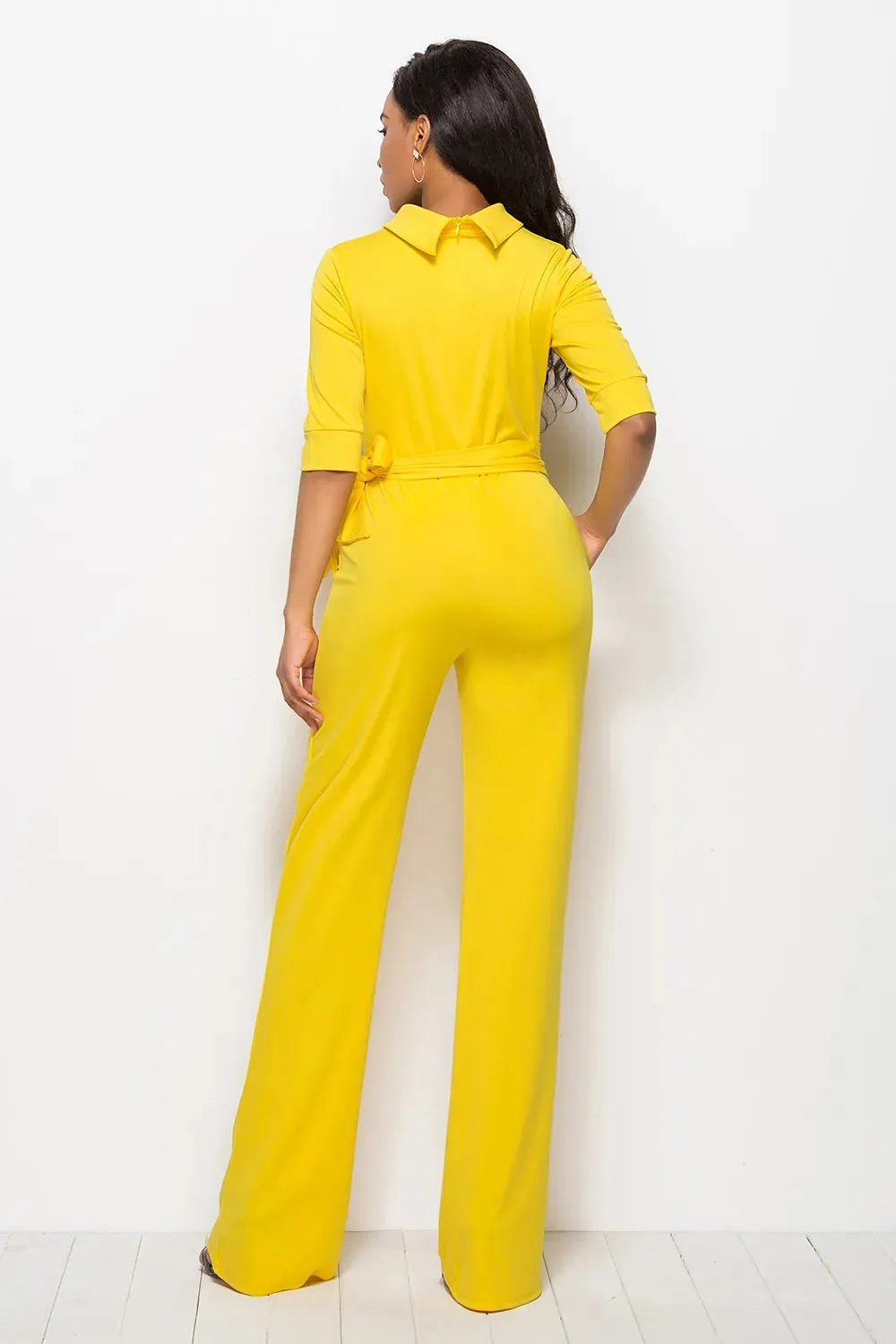 Mock Neck Tie-Waist Half Sleeve Jumpsuit sold by Gigi Laurent product image thumbnail 2