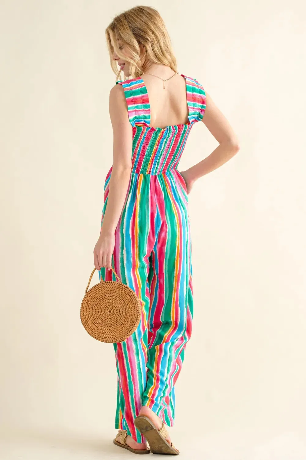 And The Why Full Size Striped Smocked Sleeveless Jumpsuit sold by Gigi Laurent product image thumbnail 2