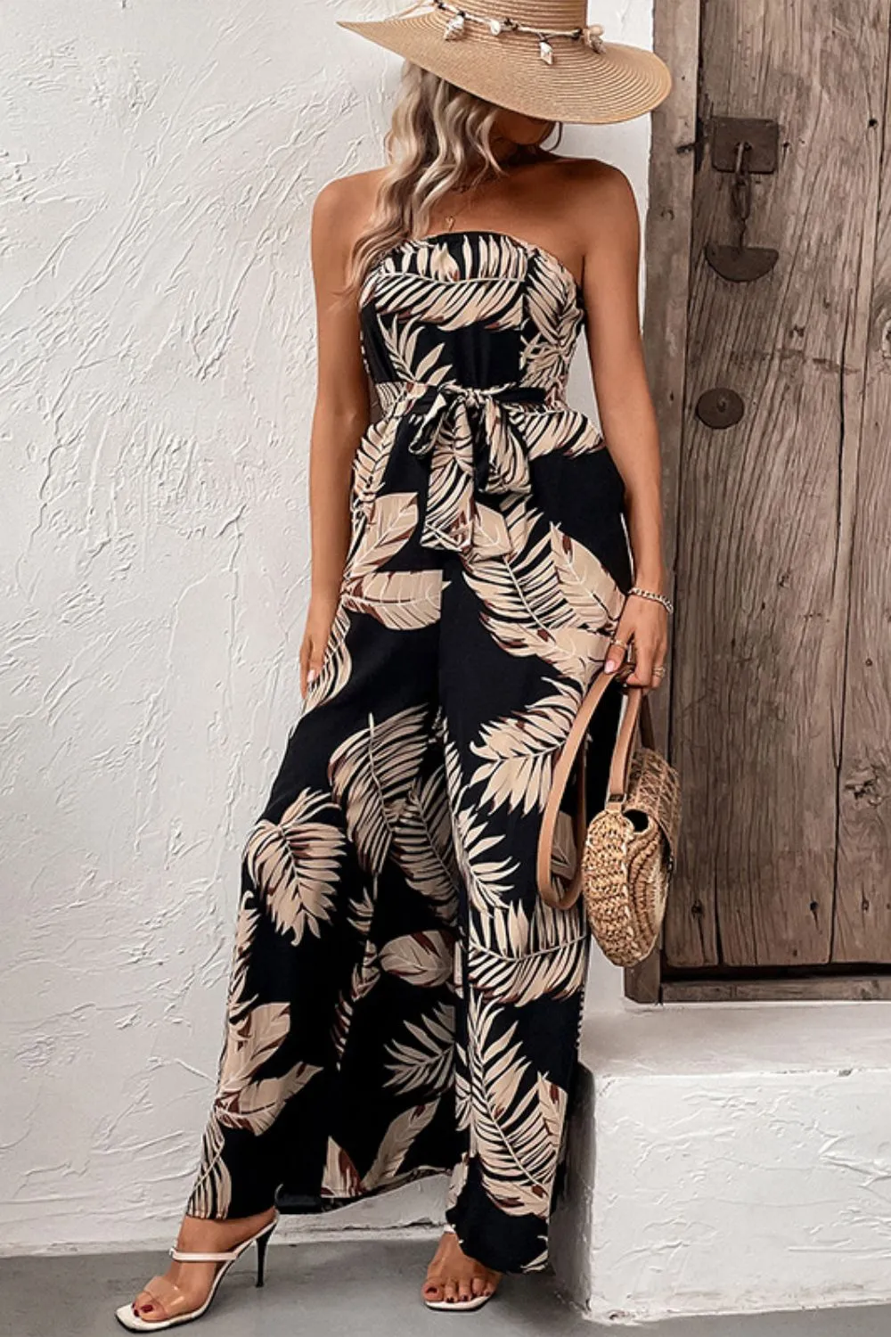 Perfee Printed Strapless Wide Leg Jumpsuit with Pockets sold by Gigi Laurent product image thumbnail 4