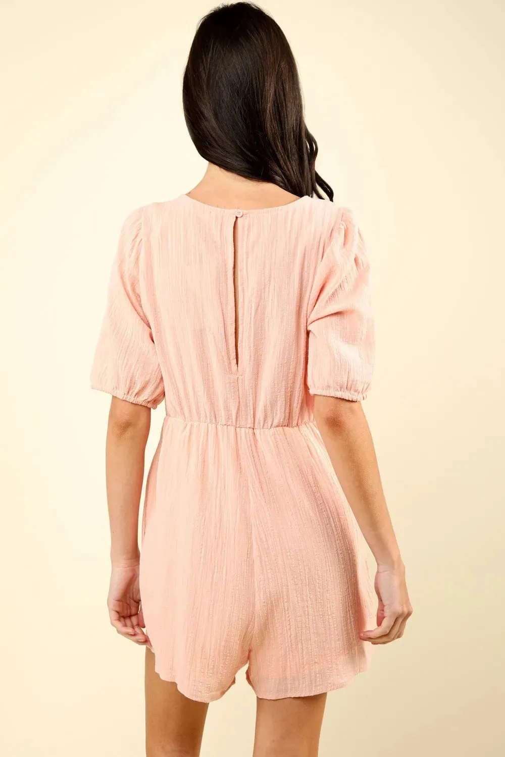 VERY J Lace Detail Puff Sleeve Romper with Pockets sold by Gigi Laurent product image thumbnail 2