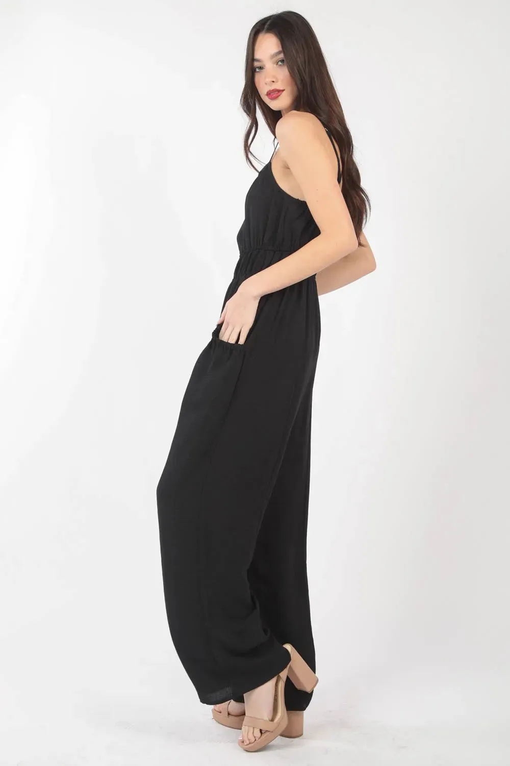 VERY J Pintuck Detail Woven Sleeveless Jumpsuit sold by Gigi Laurent product image thumbnail 4