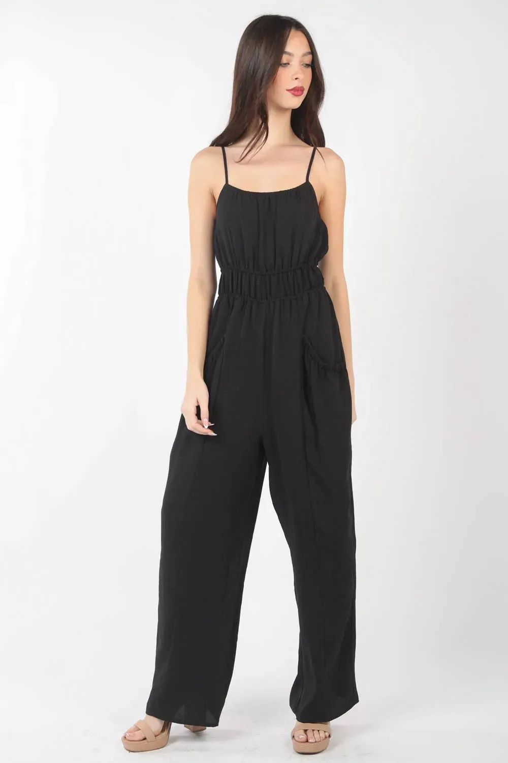 VERY J Pintuck Detail Woven Sleeveless Jumpsuit sold by Gigi Laurent product image thumbnail 5