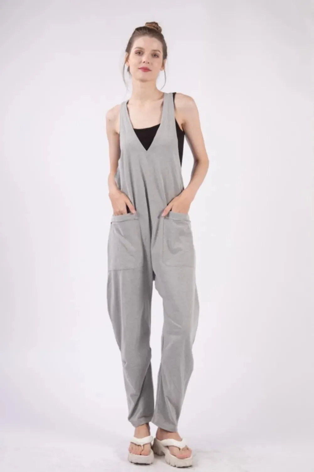 VERY J Plunge Sleeveless Jumpsuit with Pockets sold by Gigi Laurent
