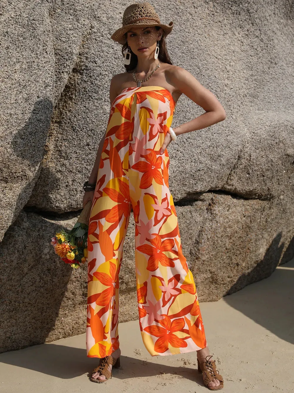 Tied Printed Tube Wide Leg Jumpsuit sold by Gigi Laurent product image thumbnail 3