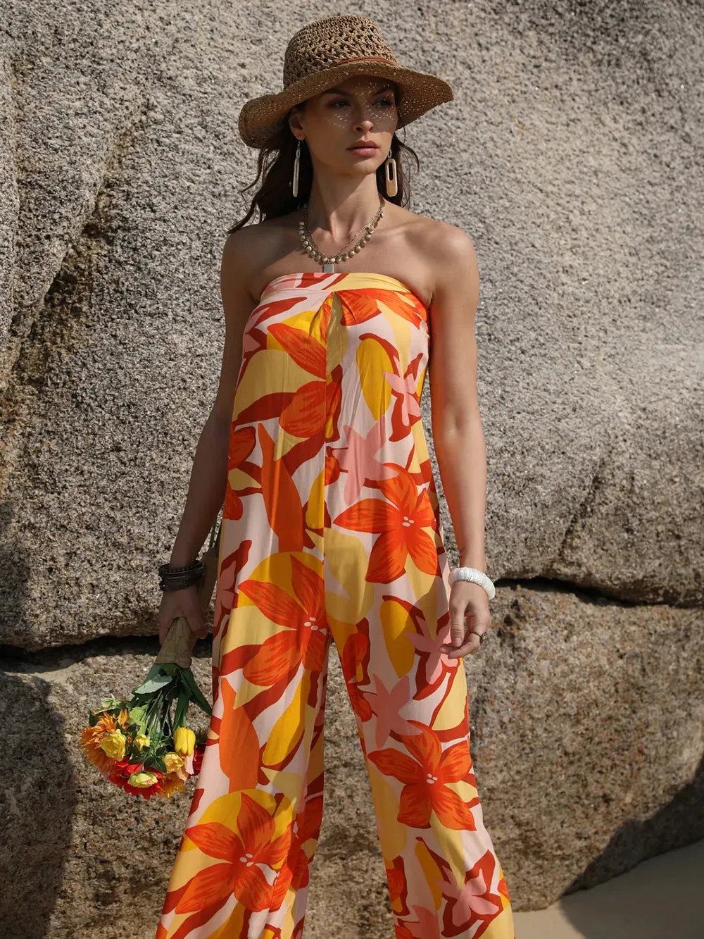 Tied Printed Tube Wide Leg Jumpsuit sold by Gigi Laurent product image thumbnail 2