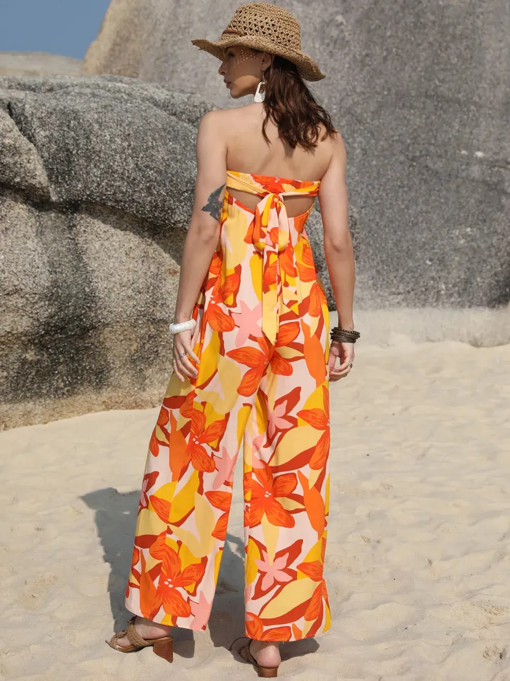 Tied Printed Tube Wide Leg Jumpsuit sold by Gigi Laurent