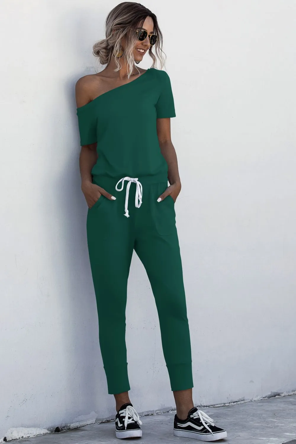 Asymmetrical Neck Tied Jumpsuit with Pockets sold by Gigi Laurent product image thumbnail 5