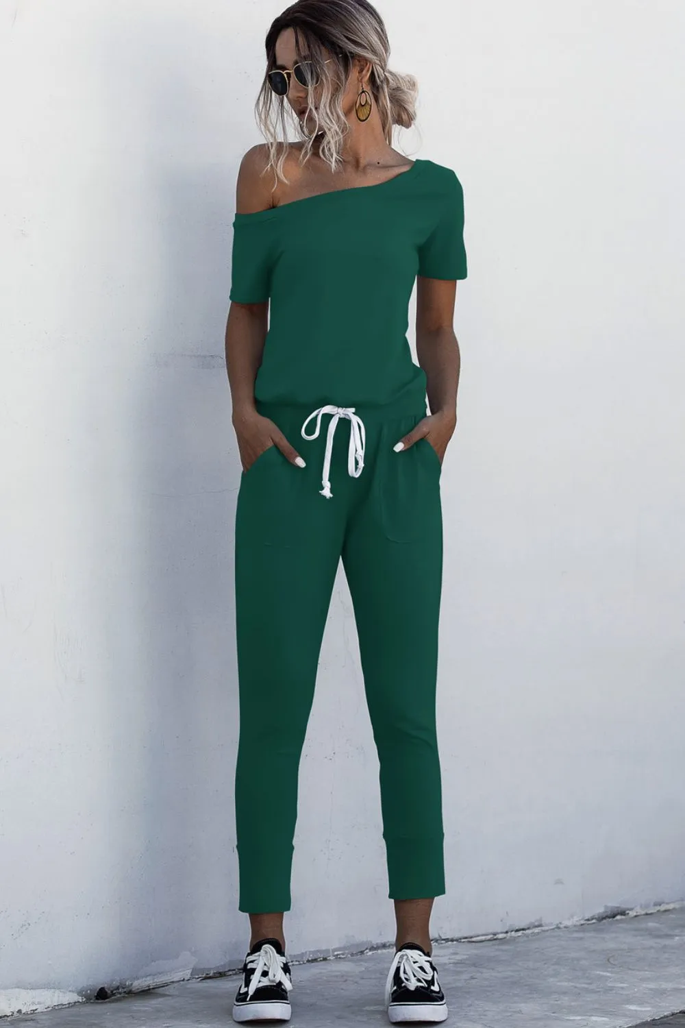 Asymmetrical Neck Tied Jumpsuit with Pockets sold by Gigi Laurent product image thumbnail 4
