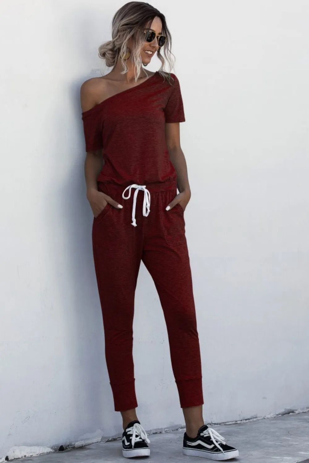 Asymmetrical Neck Tied Jumpsuit with Pockets sold by Gigi Laurent product image thumbnail 2