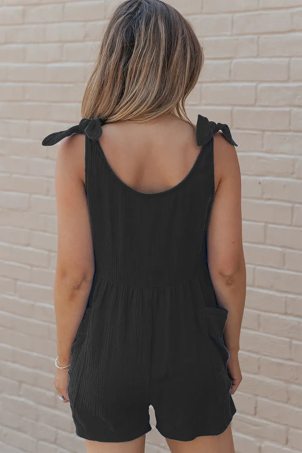 Scoop Neck Tie Shoulder Romper sold by Gigi Laurent product image thumbnail 3