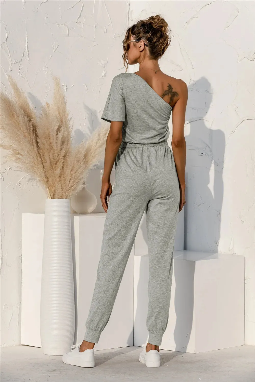 Single Shoulder Short Sleeve Jumpsuit sold by Gigi Laurent product image thumbnail 2