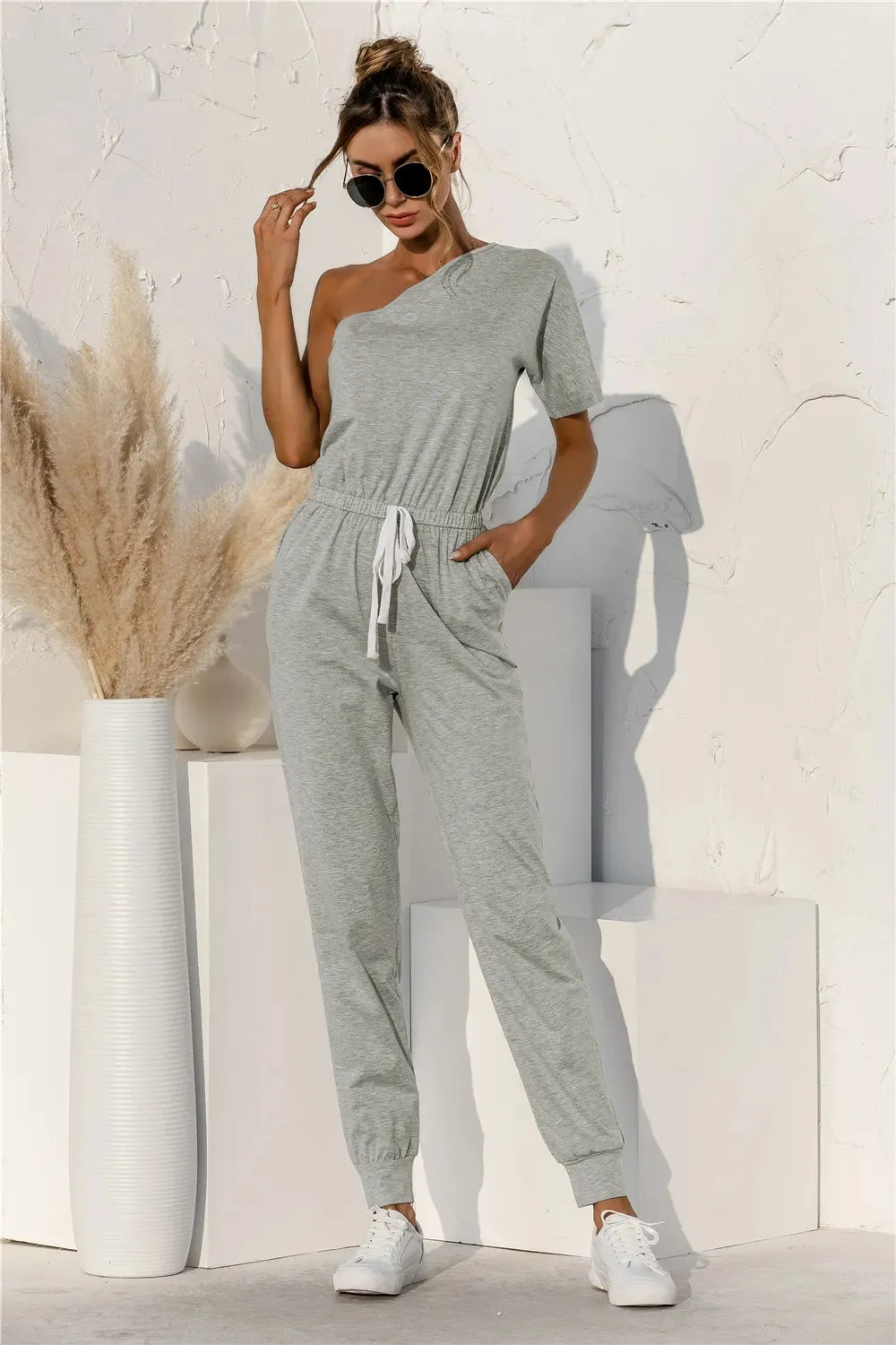 Single Shoulder Short Sleeve Jumpsuit sold by Gigi Laurent product image thumbnail 3
