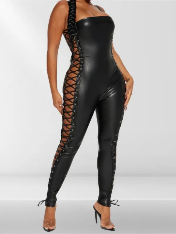Faux Leather Jumpsuit sold by Gigi Laurent