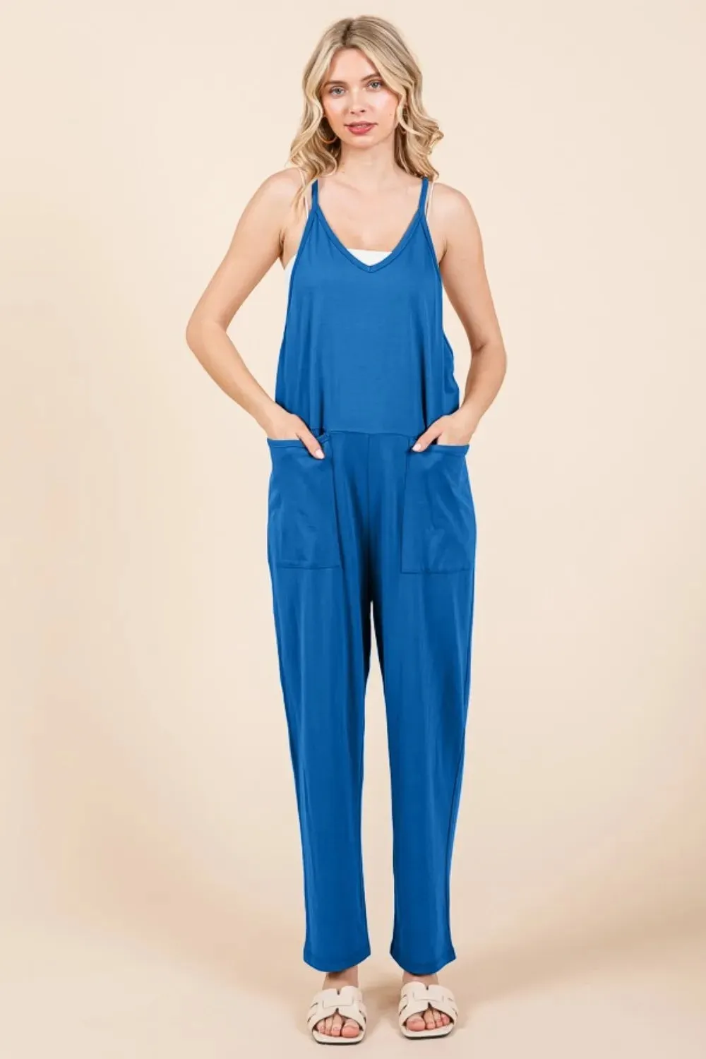 Culture Code Full Size Sleeveless Jumpsuit with Pockets sold by Gigi Laurent