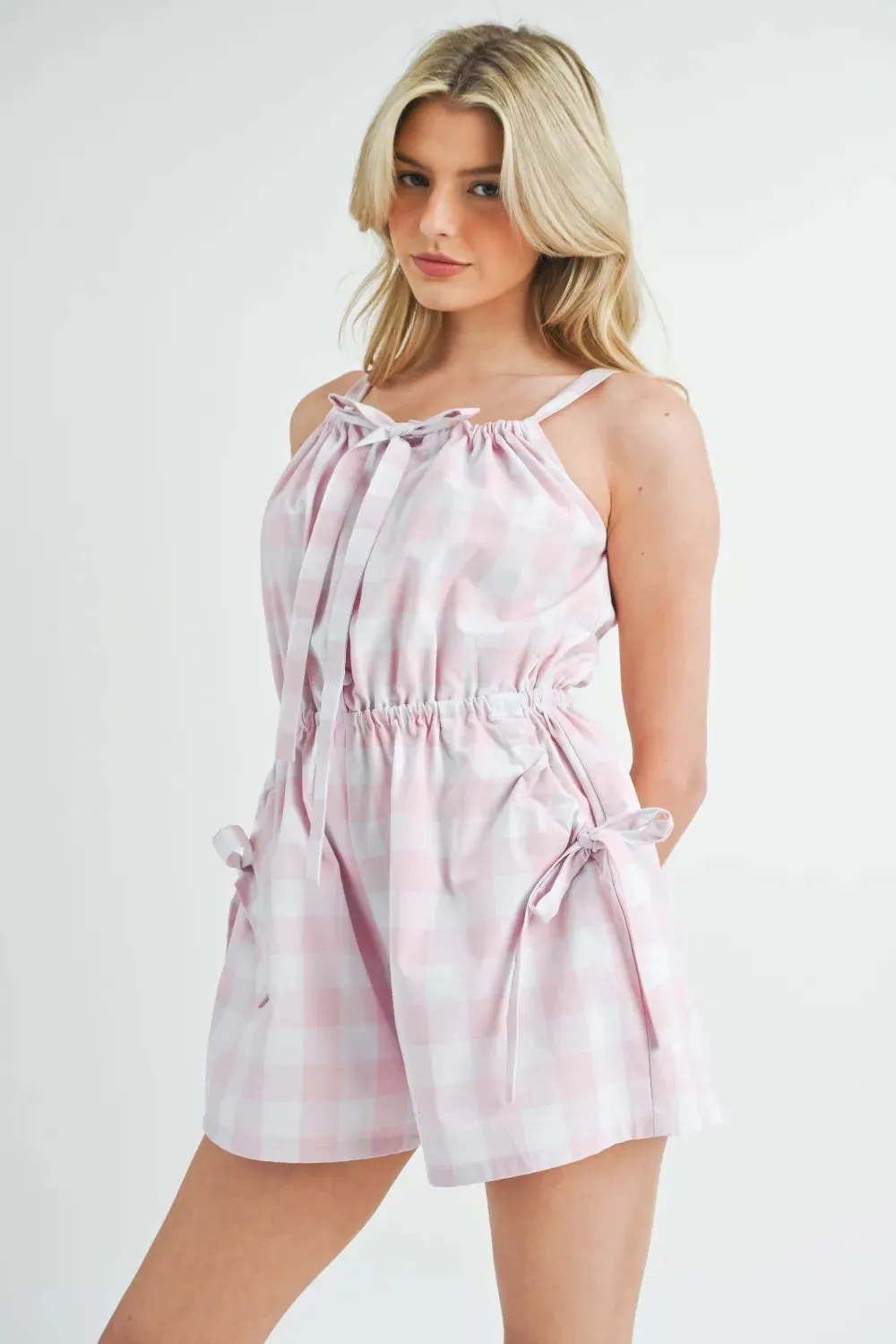 MABLE Plaid Sleeveless Button Down Romper sold by Gigi Laurent product image thumbnail 3