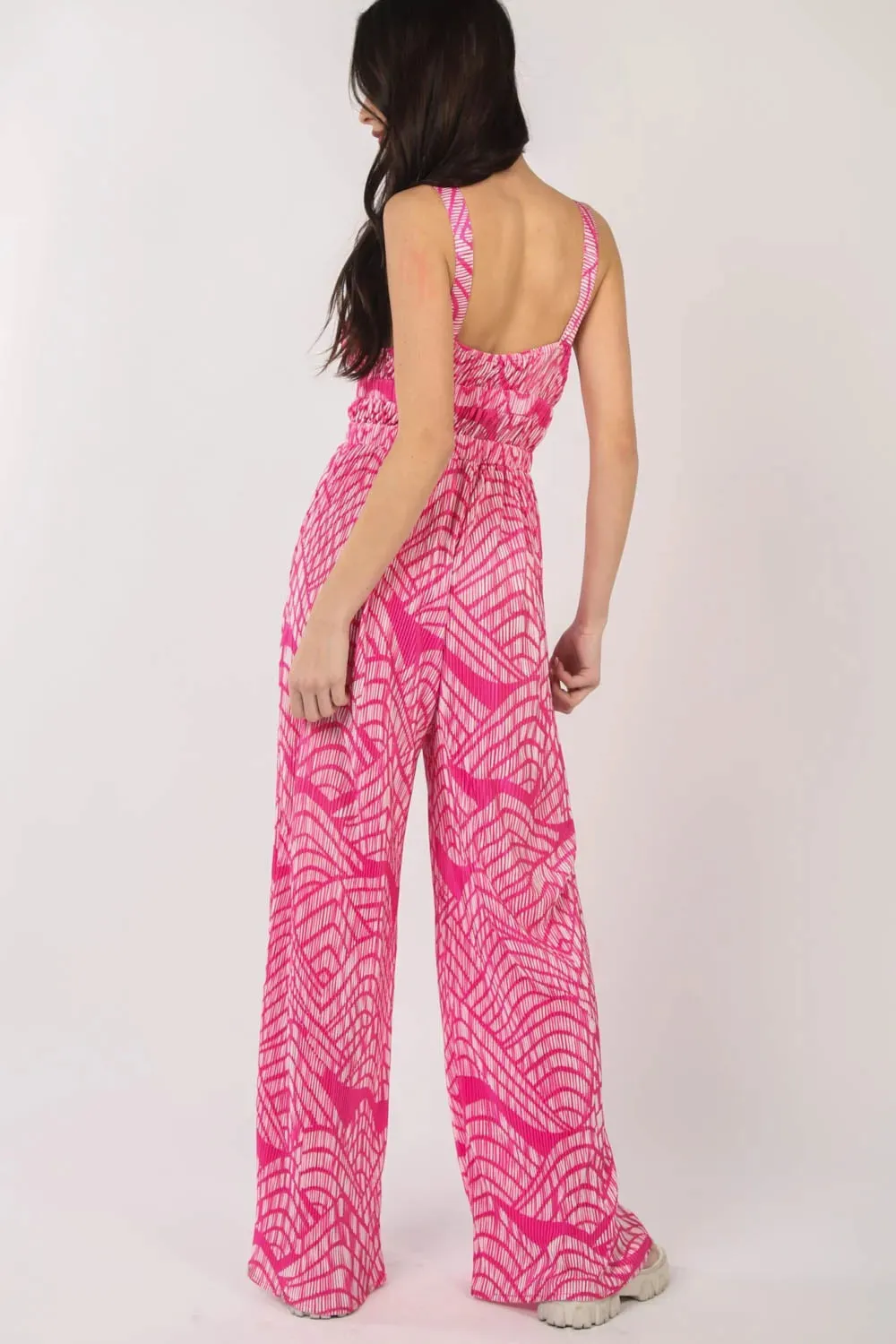 VERY J Printed Pleated Sleeveless Wide Leg Jumpsuit sold by Gigi Laurent product image thumbnail 2