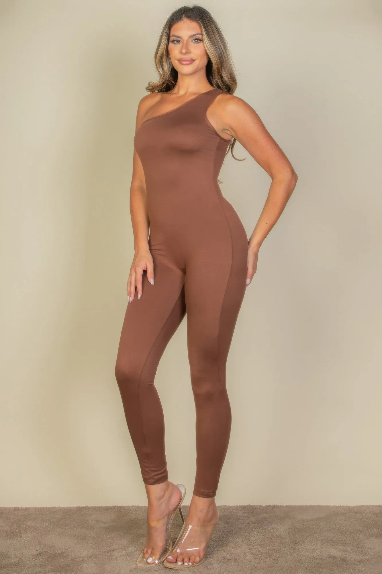 Solid Color One Shoulder Jumpsuit sold by Gigi Laurent product image thumbnail 4