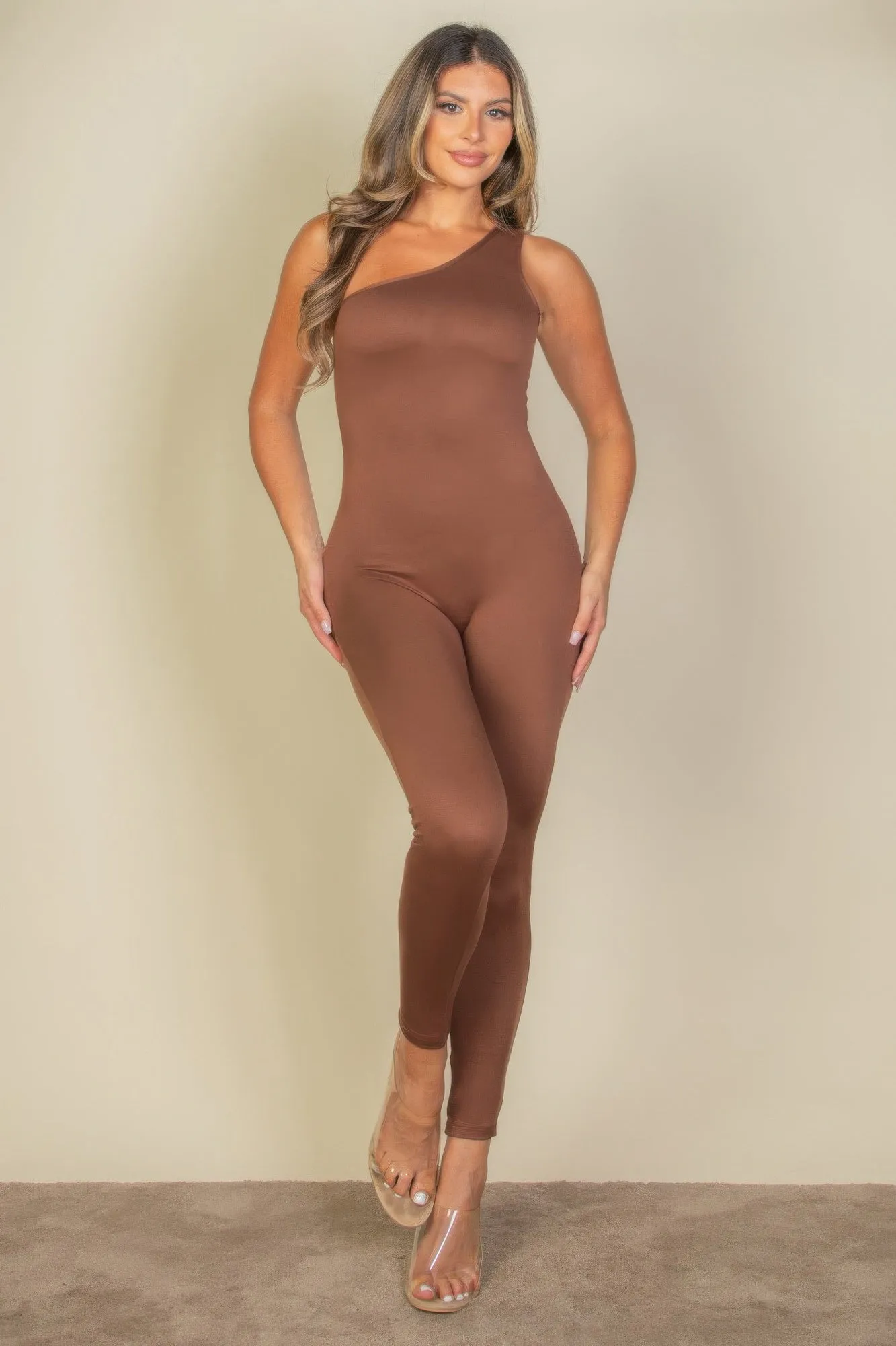 Solid Color One Shoulder Jumpsuit sold by Gigi Laurent
