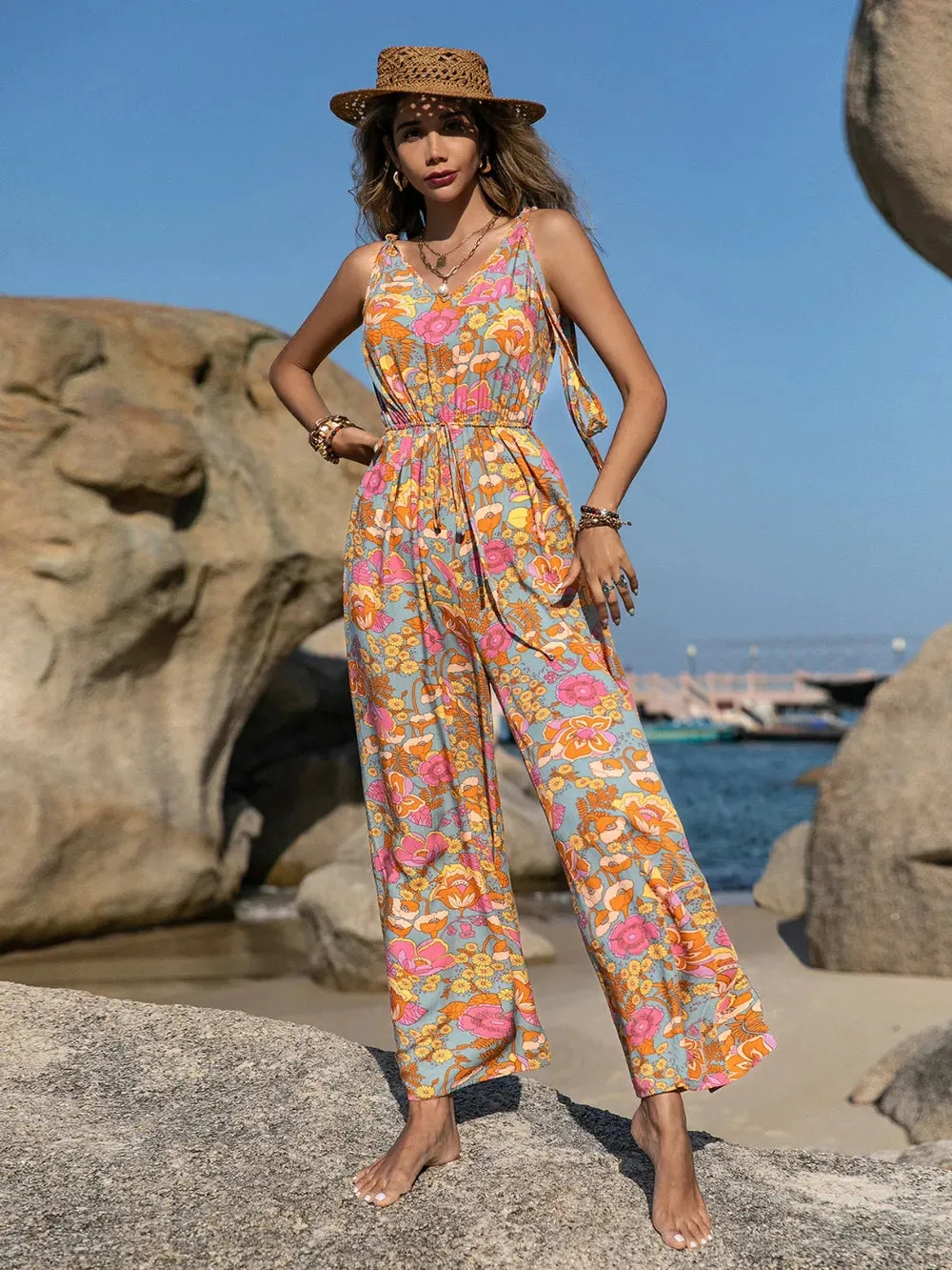 V-Neck Wide Leg Jumpsuit sold by Gigi Laurent product image thumbnail 4