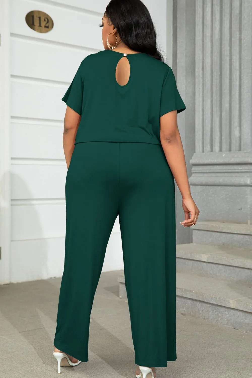 Plus Size Drawstring Waist Short Sleeve Jumpsuit sold by Gigi Laurent product image thumbnail 2