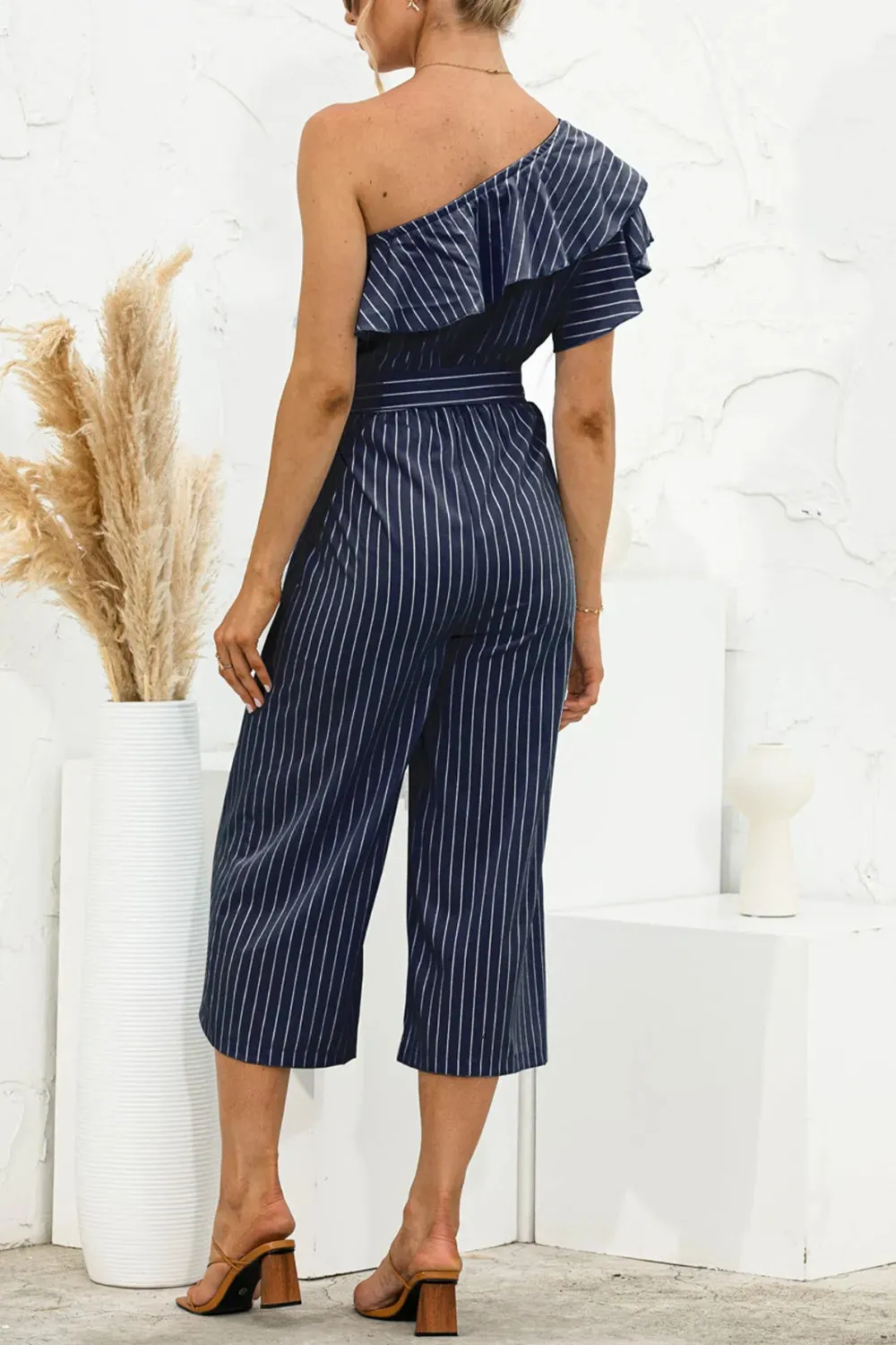 Ruffled Single Shoulder Tie Waist Jumpsuit sold by Gigi Laurent product image thumbnail 2