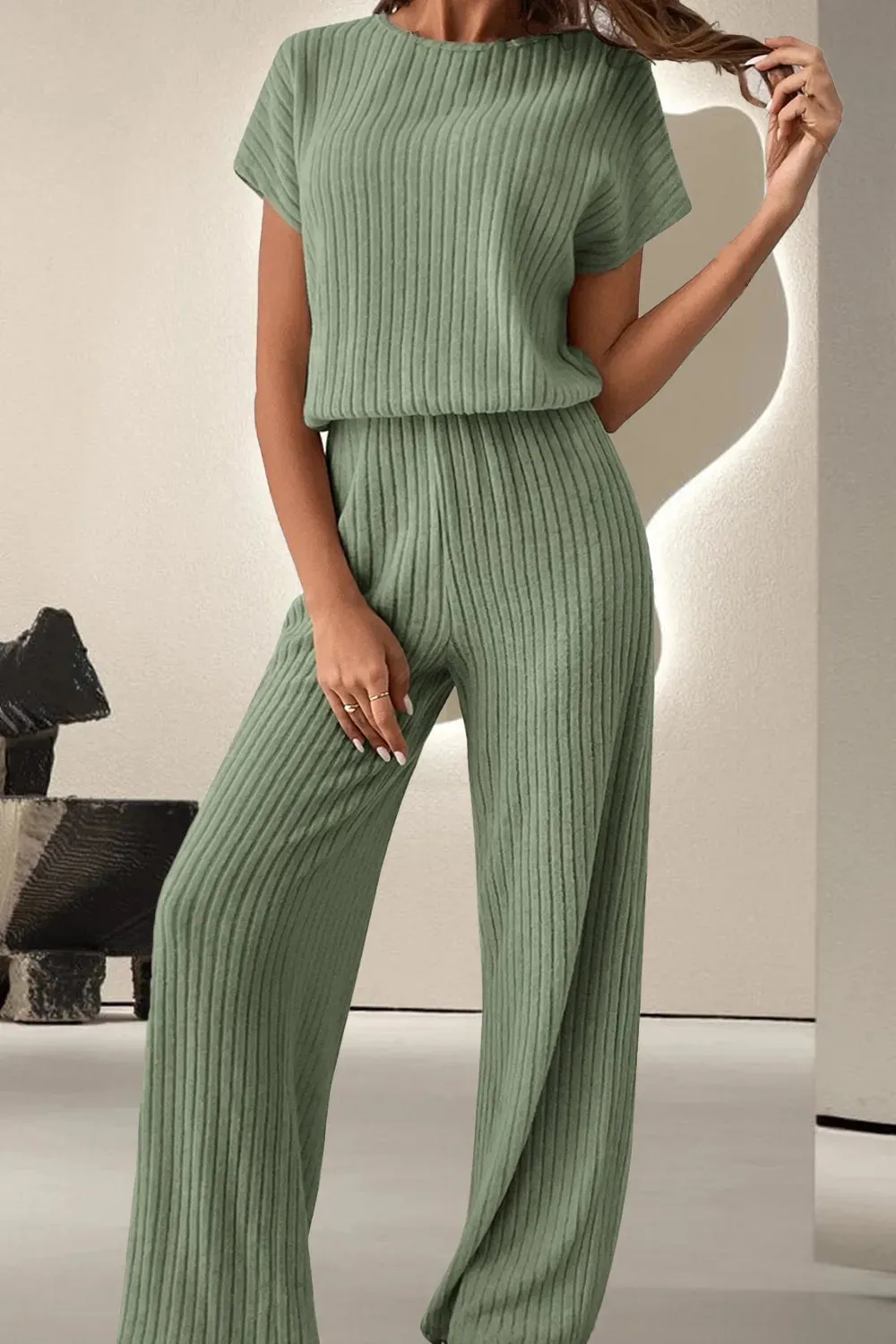 Round Neck Short Sleeve Jumpsuit sold by Gigi Laurent product image thumbnail 2