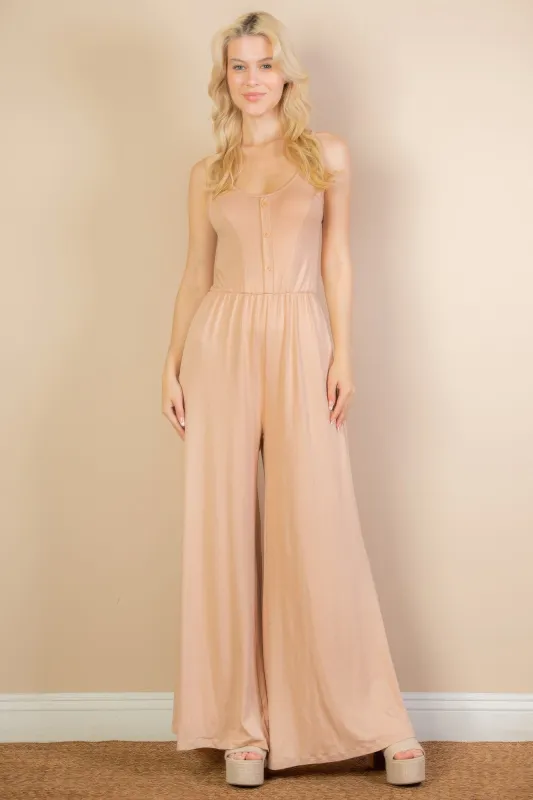 Button Front Wide Leg Jumpsuit sold by Gigi Laurent