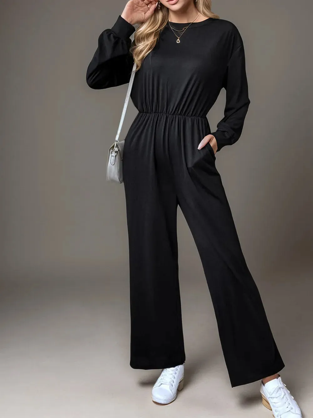Tied Round Neck Wide Leg Jumpsuit sold by Gigi Laurent product image thumbnail 3