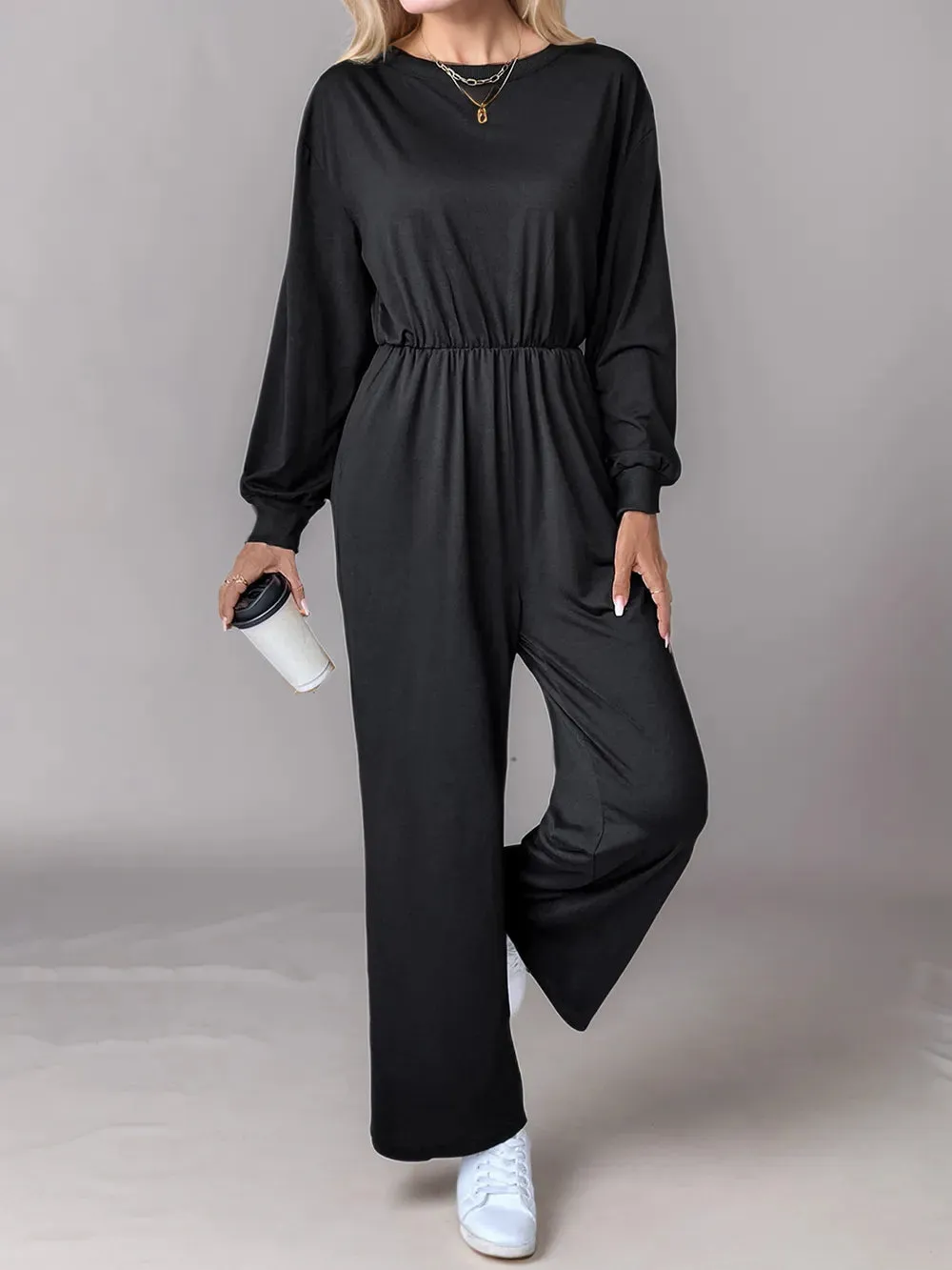 Tied Round Neck Wide Leg Jumpsuit sold by Gigi Laurent product image thumbnail 4