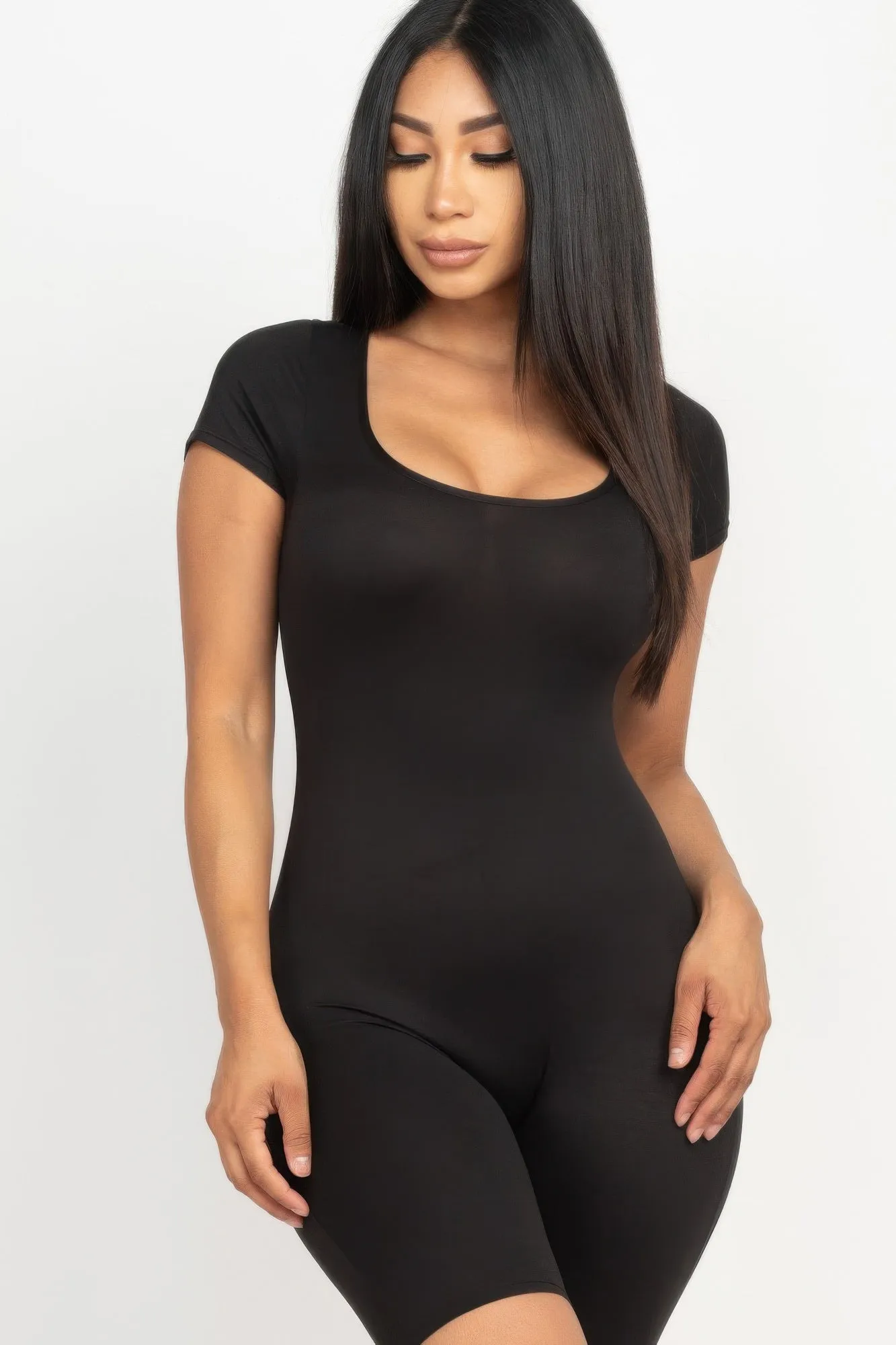 Short Sleeve Scoop Neck Bodycon Romper sold by Gigi Laurent product image thumbnail 5