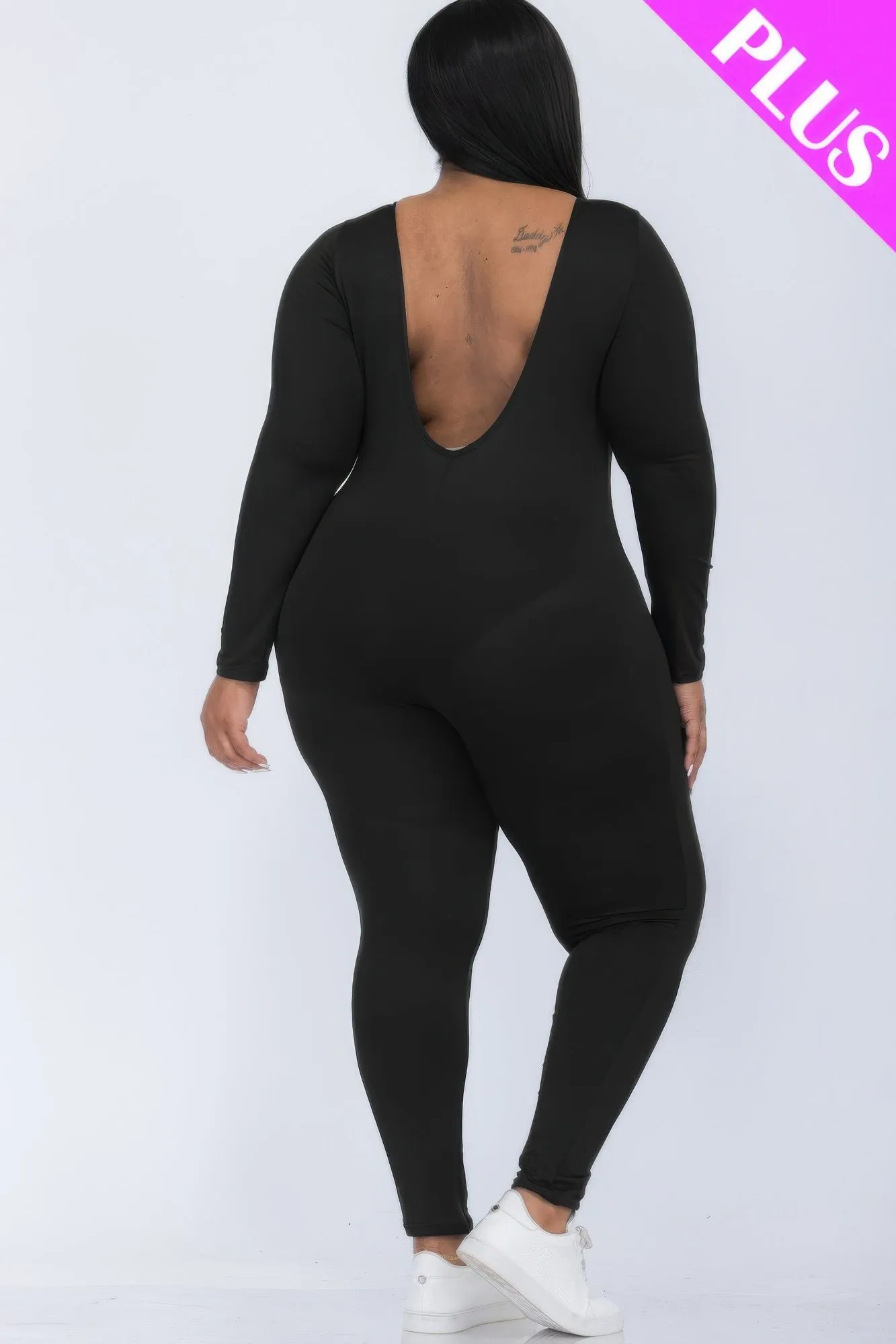 Plus Size Scoop Neck Long Sleeve Bodycon Jumpsuit sold by Gigi Laurent product image thumbnail 5