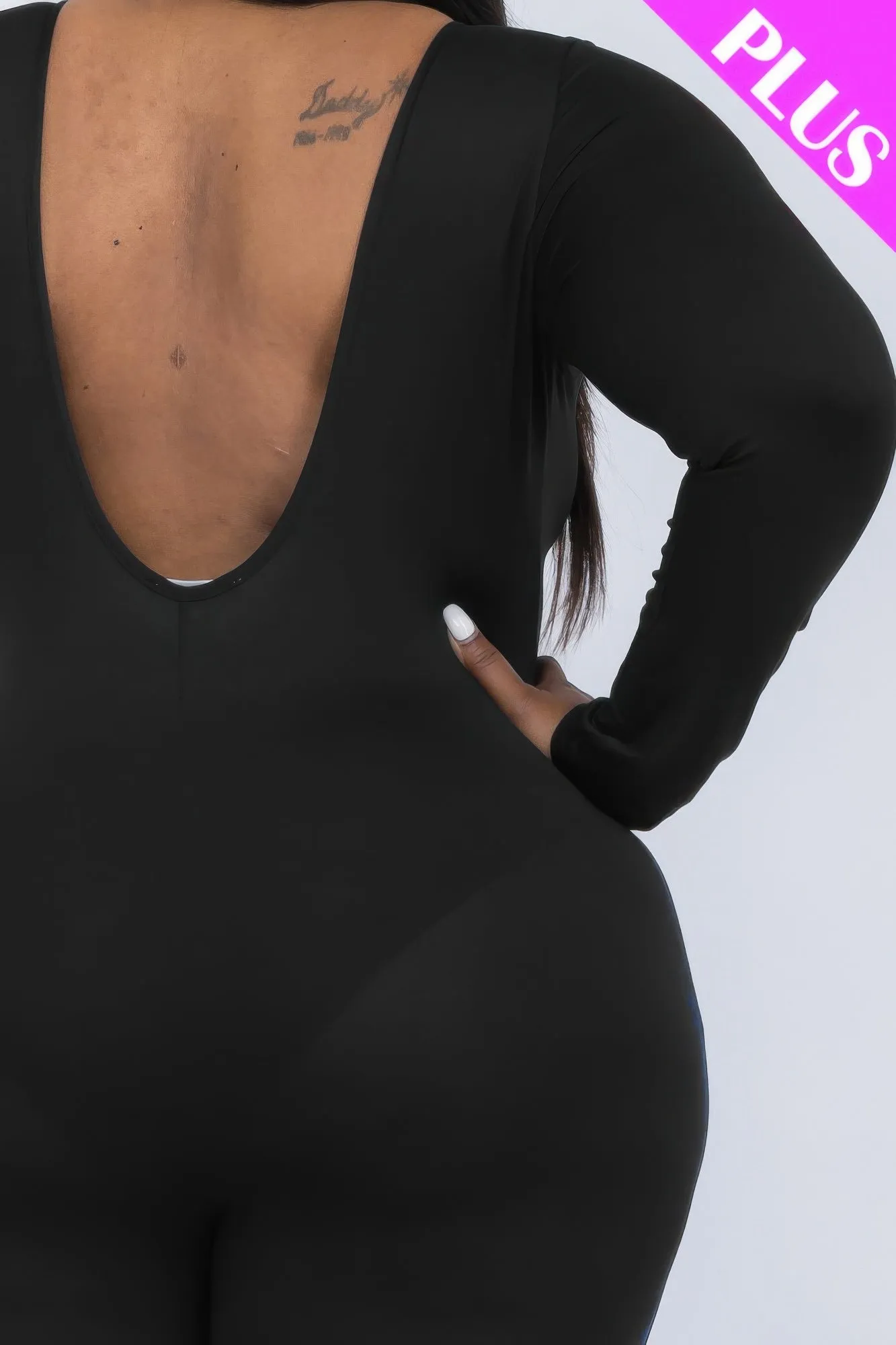 Plus Size Scoop Neck Long Sleeve Bodycon Jumpsuit sold by Gigi Laurent product image thumbnail 4