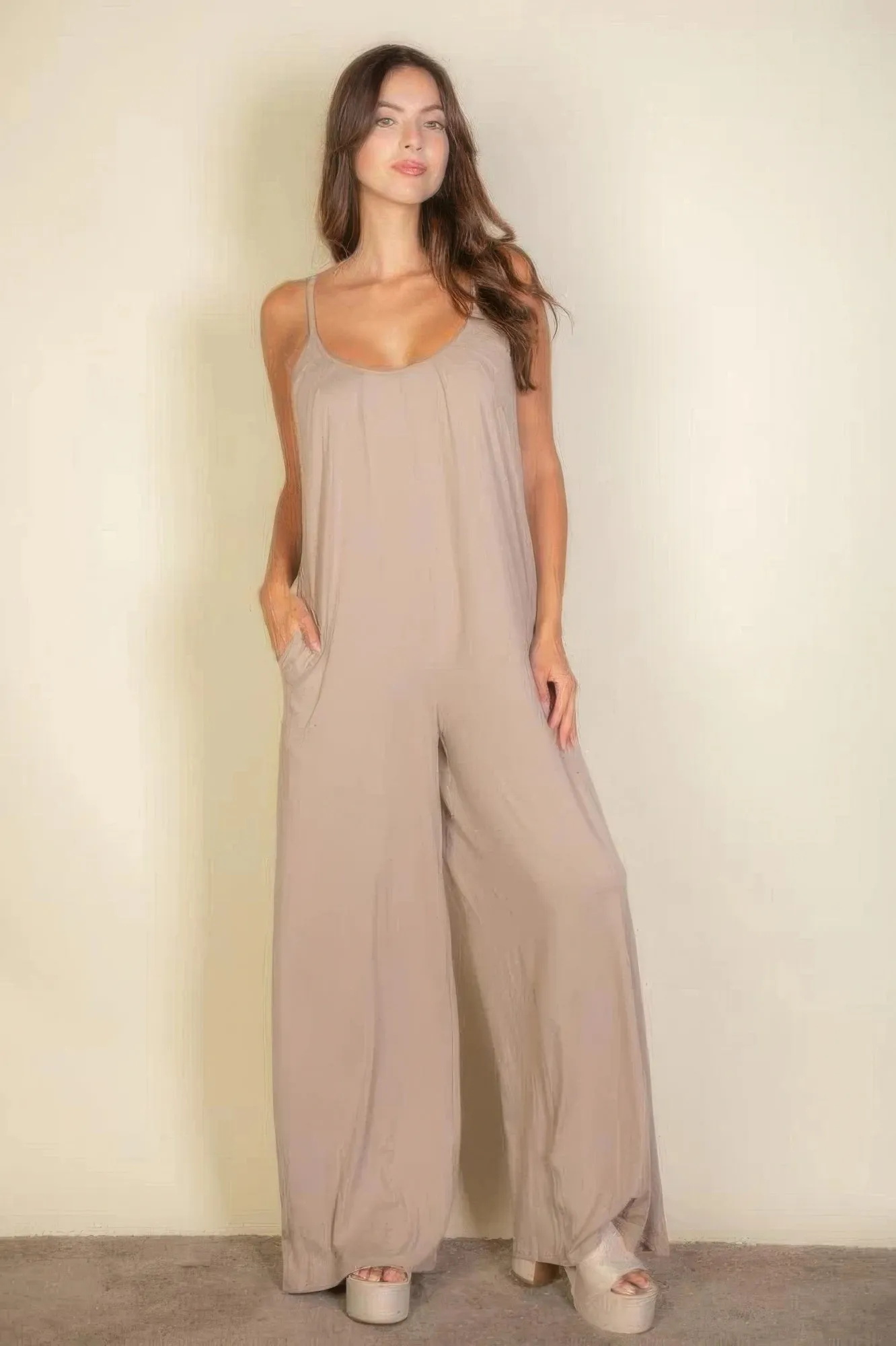 Spaghetti Strap Solid Wide Jumpsuit sold by Gigi Laurent product image thumbnail 2