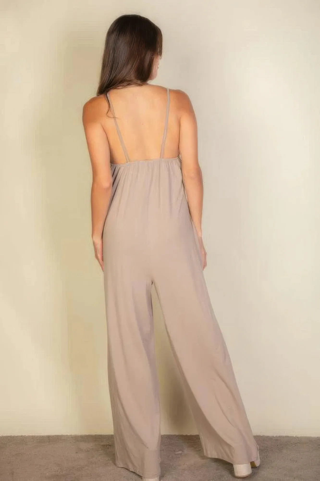 Spaghetti Strap Solid Wide Jumpsuit sold by Gigi Laurent product image thumbnail 4