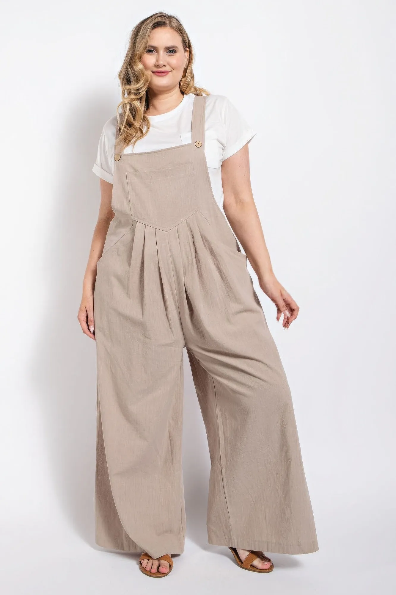 Pintuck detail overall with side pockets sold by Gigi Laurent