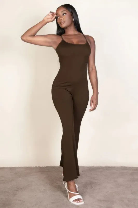 Ribbed sleeveless wide leg jumpsuit sold by Gigi Laurent