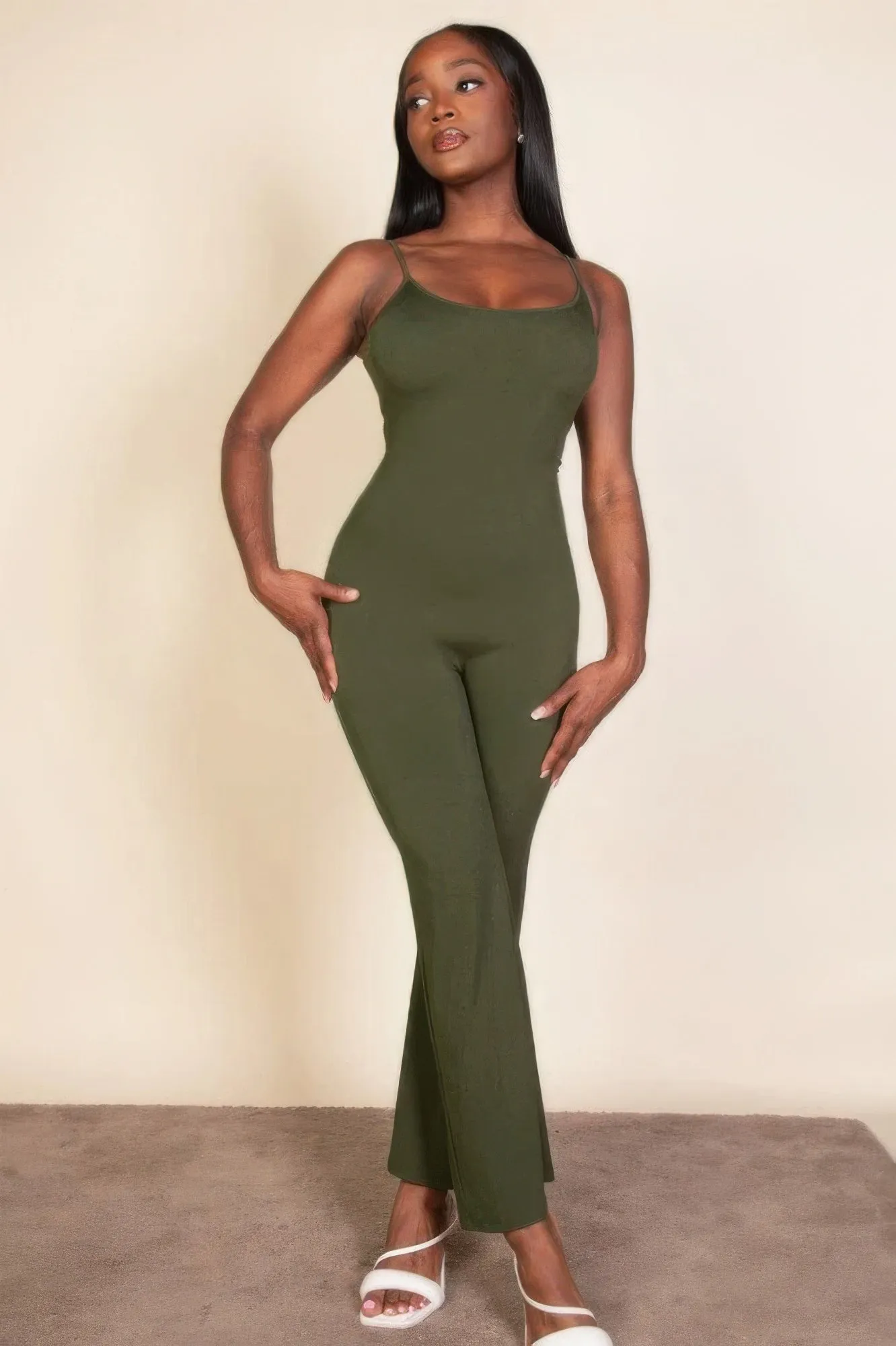 Ribbed sleeveless wide leg jumpsuit sold by Gigi Laurent